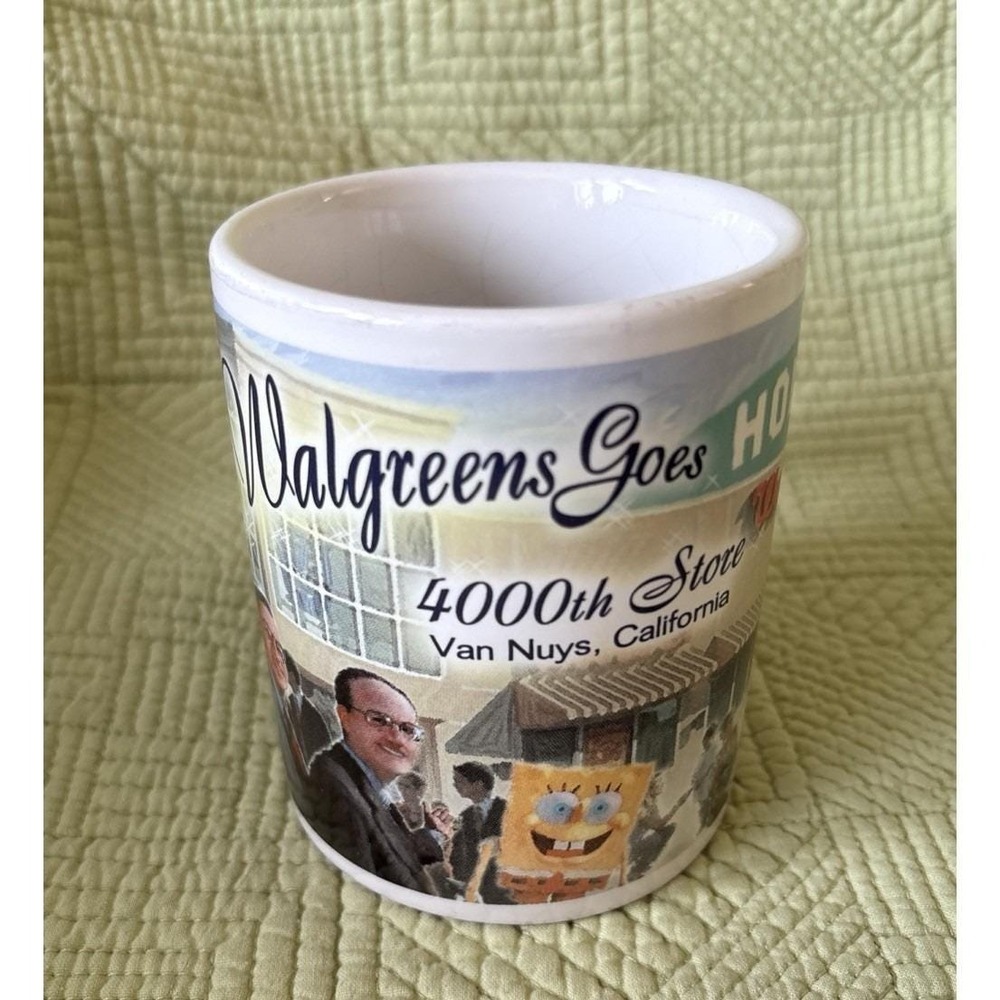 Walgreens Goes Hollywood Mug 4000th Store Ad w Spongebob Van Nuys Calif Graphic